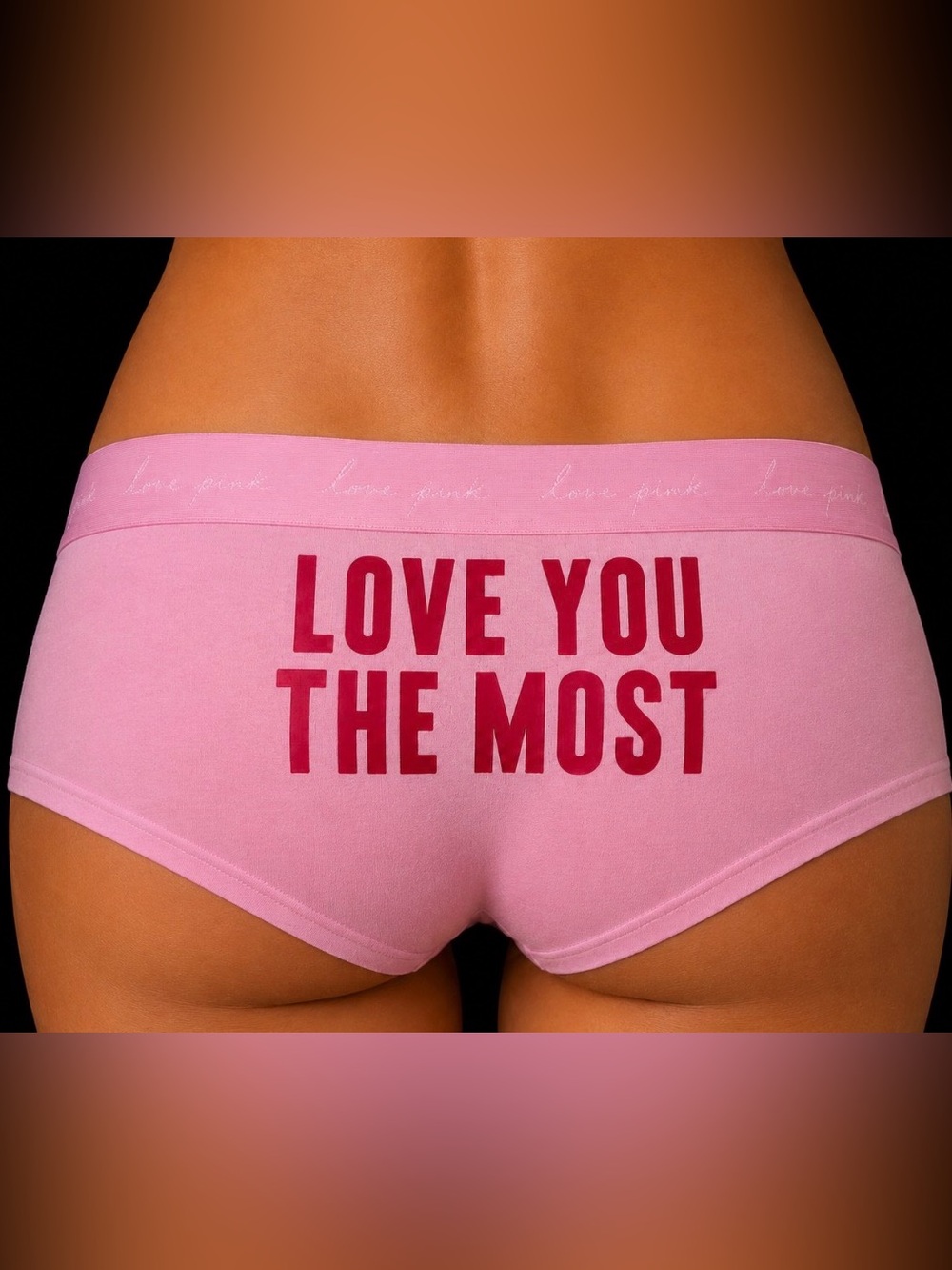 NWOT Victoria’s Secret PINK “Love You The Most” Pink Hipster Panties XL